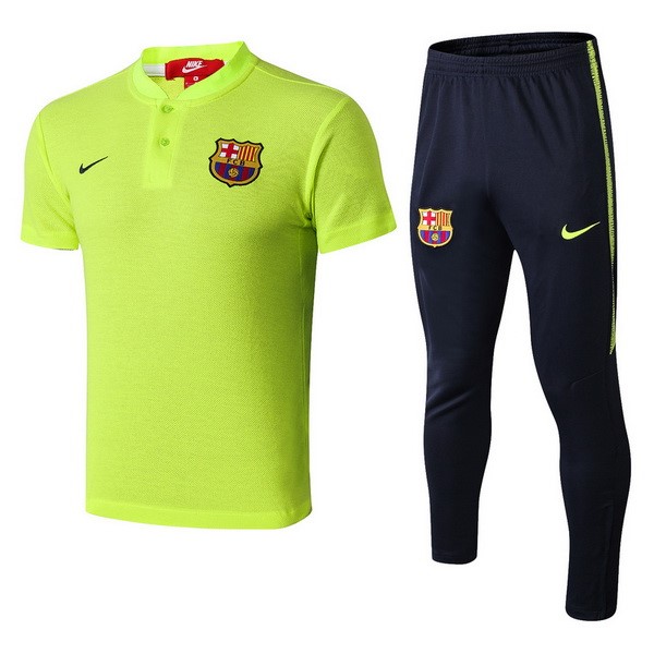 Polo Conjunto Completo Barcelona 2018/19 Verde Fluorescente